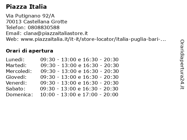 piazza italia orari apertura oggi